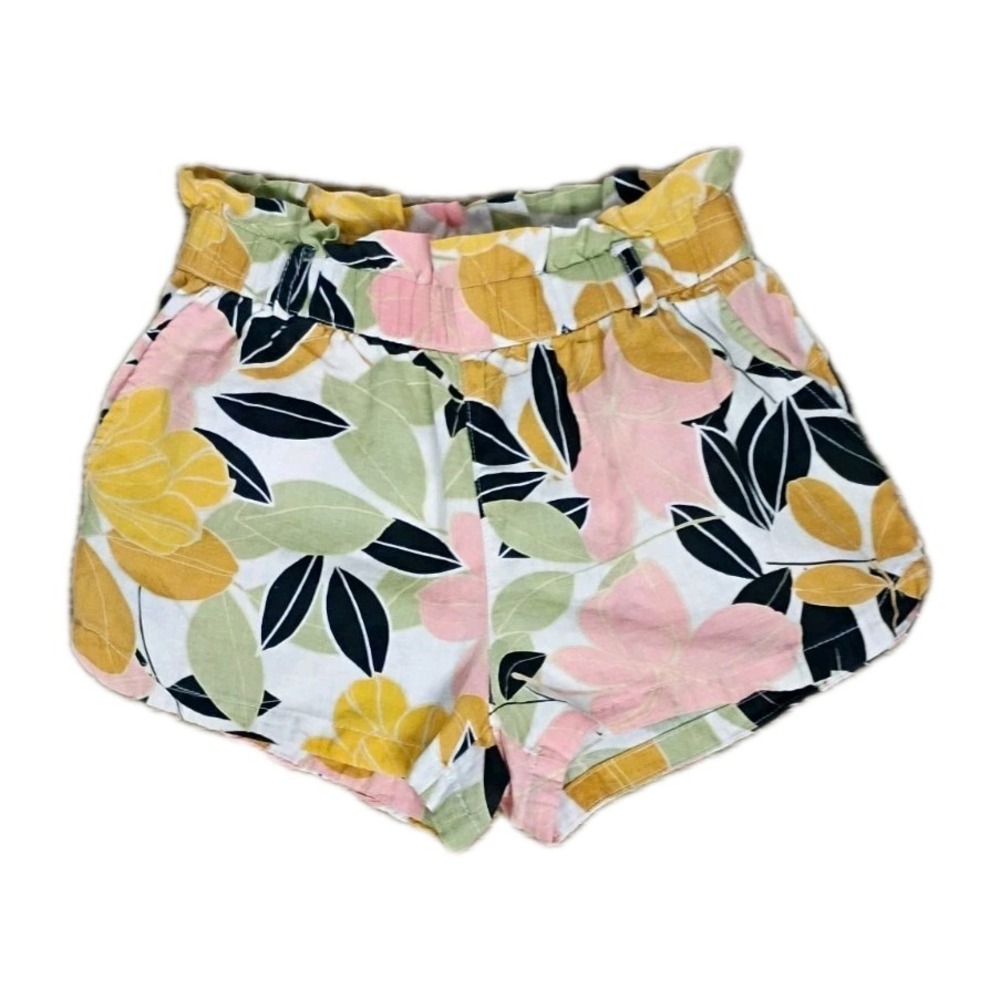 Rachel Zoe Womens 100% Linen Shorts Sz S‎ Tropical Floral Pull-on Summer Resort